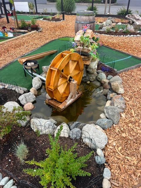 Water wheel hole on the Front Nine mini golf course